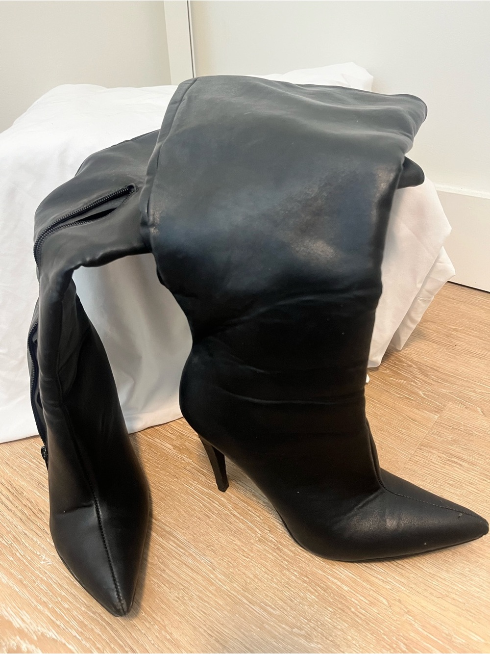 Black Stiletto Knee-High Boots